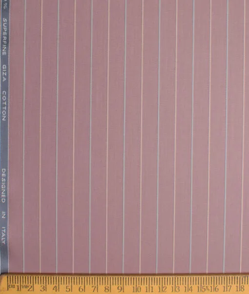 Tessitura Monti 2 Ply 70's Giza Cotton Striped Shirting Fabric (Light Mauve)