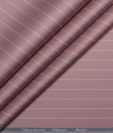 Tessitura Monti 2 Ply 70's Giza Cotton Striped Shirting Fabric (Light Mauve)