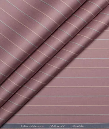Tessitura Monti 2 Ply 70's Giza Cotton Striped Shirting Fabric (Light Mauve)