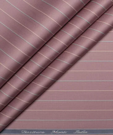 Tessitura Monti 2 Ply 70's Giza Cotton Striped Shirting Fabric (Light Mauve)
