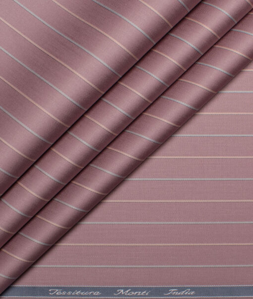 Tessitura Monti 2 Ply 70's Giza Cotton Striped Shirting Fabric (Light Mauve)