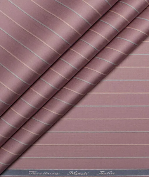 Tessitura Monti 2 Ply 70's Giza Cotton Striped Shirting Fabric (Light Mauve)
