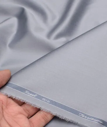 Tessitura Monti 2 Ply 70's Giza Cotton Solids Shirting Fabric (Silver Grey)