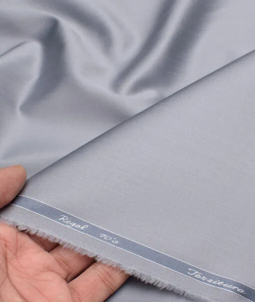 Tessitura Monti 2 Ply 70's Giza Cotton Solids Shirting Fabric (Silver Grey)
