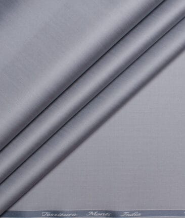 Tessitura Monti 2 Ply 70's Giza Cotton Solids Shirting Fabric (Silver Grey)