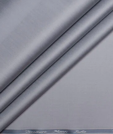 Tessitura Monti 2 Ply 70's Giza Cotton Solids Shirting Fabric (Silver Grey)