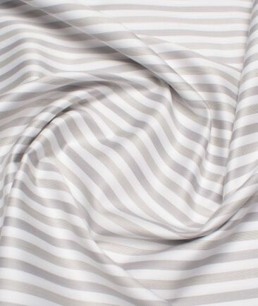 Tessitura Monti 2 Ply 70's Giza Cotton Striped Shirting Fabric (White & Grey)