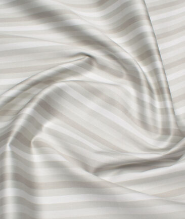Tessitura Monti 2 Ply 70's Giza Cotton Striped Shirting Fabric (White & Green)