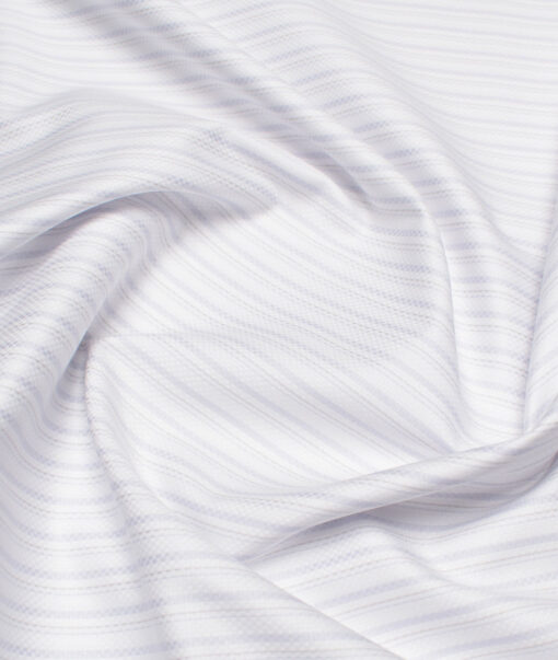 Tessitura Monti 2 Ply 70's Giza Cotton Striped Shirting Fabric (White & Purple)