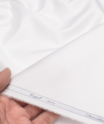 Tessitura Monti 2 Ply 70's Giza Cotton Solids Shirting Fabric (White)
