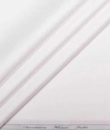 Tessitura Monti 2 Ply 70's Giza Cotton Solids Shirting Fabric (White)