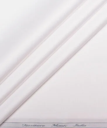 Tessitura Monti 2 Ply 70's Giza Cotton Solids Shirting Fabric (White)