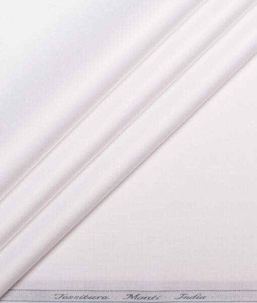 Tessitura Monti 2 Ply 70's Giza Cotton Solids Shirting Fabric (White)