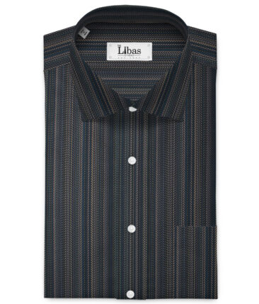 Tessitura Monti  Giza Cotton Striped Shirting Fabric (Black & Green)