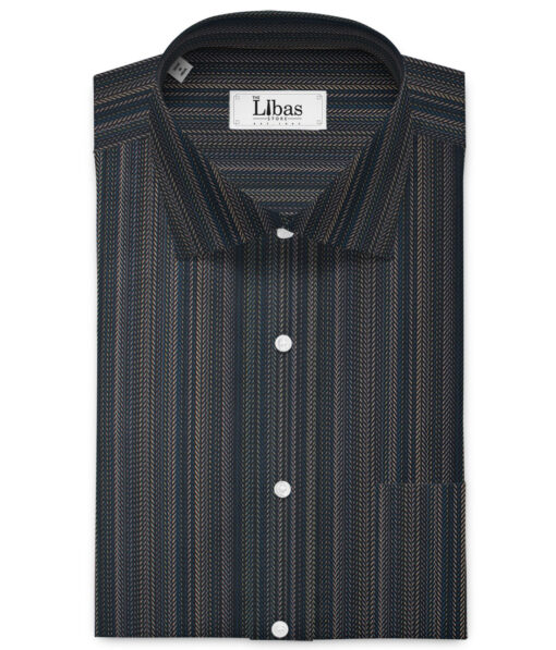 Tessitura Monti  Giza Cotton Striped Shirting Fabric (Black & Green)