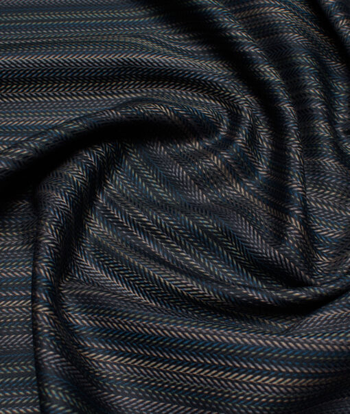 Tessitura Monti  Giza Cotton Striped Shirting Fabric (Black & Green)
