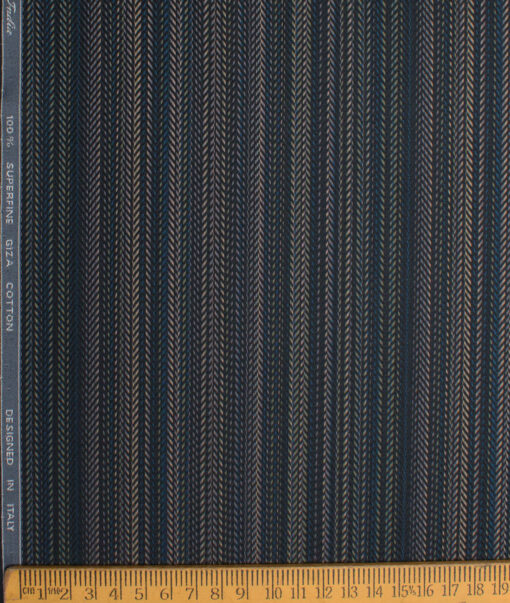 Tessitura Monti  Giza Cotton Striped Shirting Fabric (Black & Green)