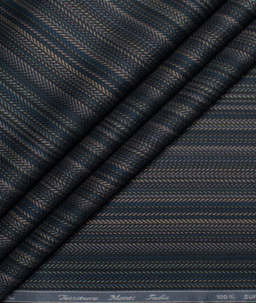 Tessitura Monti  Giza Cotton Striped Shirting Fabric (Black & Green)
