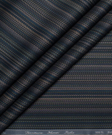 Tessitura Monti  Giza Cotton Striped Shirting Fabric (Black & Green)