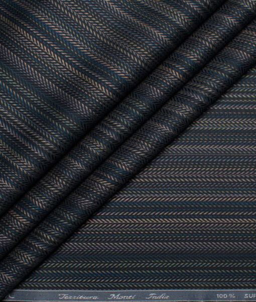 Tessitura Monti  Giza Cotton Striped Shirting Fabric (Black & Green)