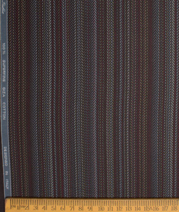 Tessitura Monti  Giza Cotton Striped Shirting Fabric (Brown & Grey)
