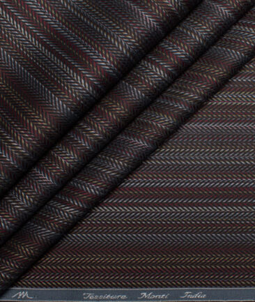 Tessitura Monti  Giza Cotton Striped Shirting Fabric (Brown & Grey)
