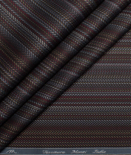 Tessitura Monti  Giza Cotton Striped Shirting Fabric (Brown & Grey)