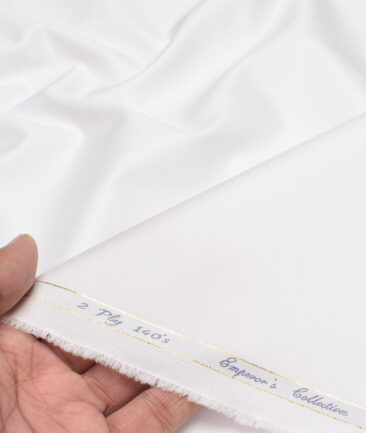Tessitura Monti 2 Ply 140's Supima Cotton Solids Shirting Fabric (White)