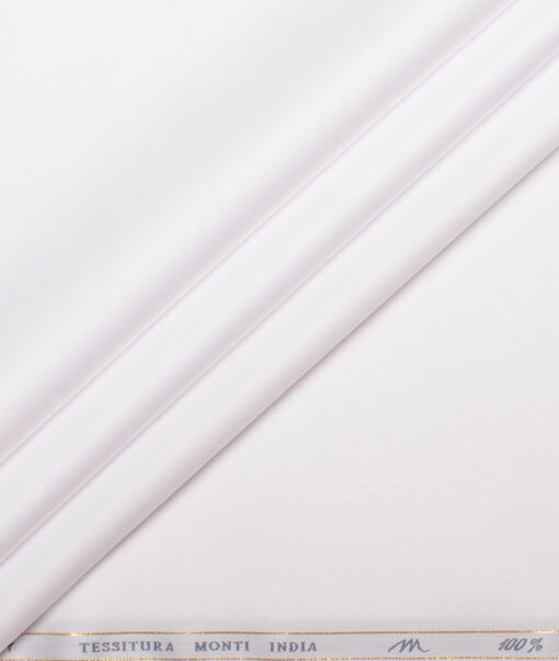 Tessitura Monti 2 Ply 140's Supima Cotton Solids Shirting Fabric (White)