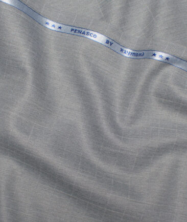 Raymond  Checks Poly Viscose Suiting Fabric (Silver Grey)