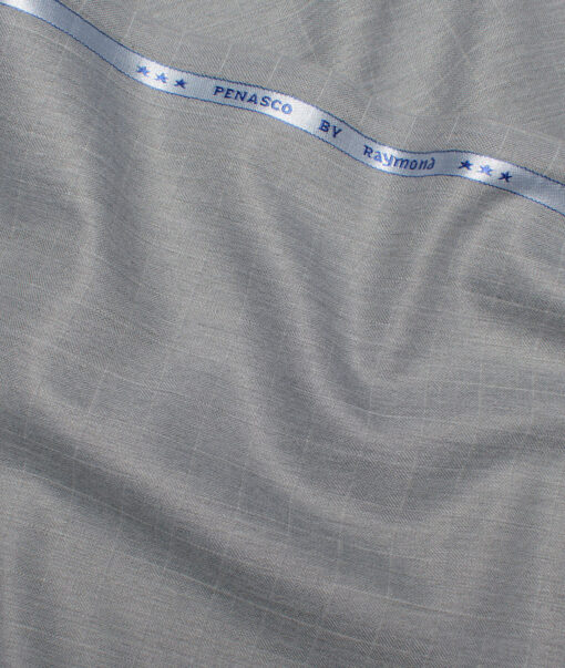 Raymond  Checks Poly Viscose Suiting Fabric (Silver Grey)