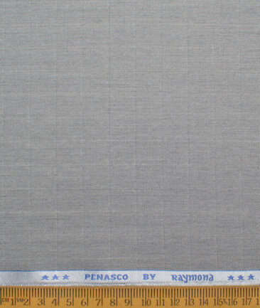 Raymond  Checks Poly Viscose Suiting Fabric (Silver Grey)