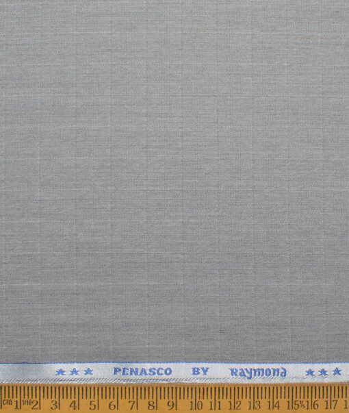 Raymond  Checks Poly Viscose Suiting Fabric (Silver Grey)