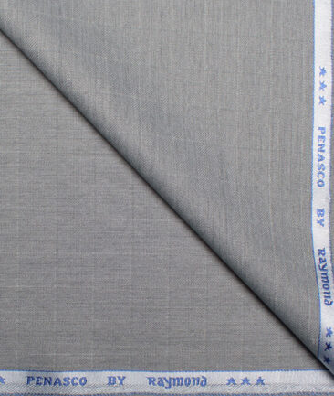 Raymond  Checks Poly Viscose Suiting Fabric (Silver Grey)