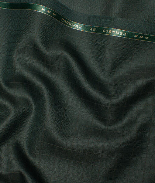 Raymond  Checks Poly Viscose Suiting Fabric (Dark Green)