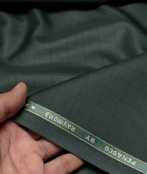 Raymond  Checks Poly Viscose Suiting Fabric (Dark Green)