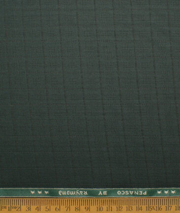 Raymond  Checks Poly Viscose Suiting Fabric (Dark Green)