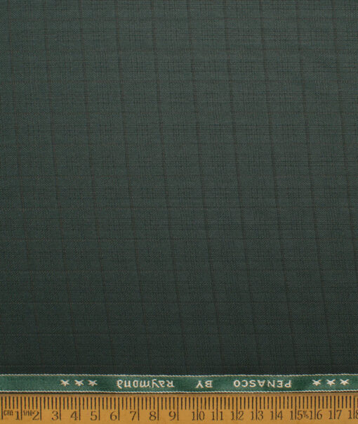 Raymond  Checks Poly Viscose Suiting Fabric (Dark Green)