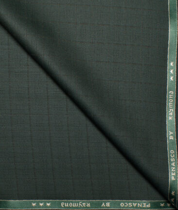 Raymond  Checks Poly Viscose Suiting Fabric (Dark Green)