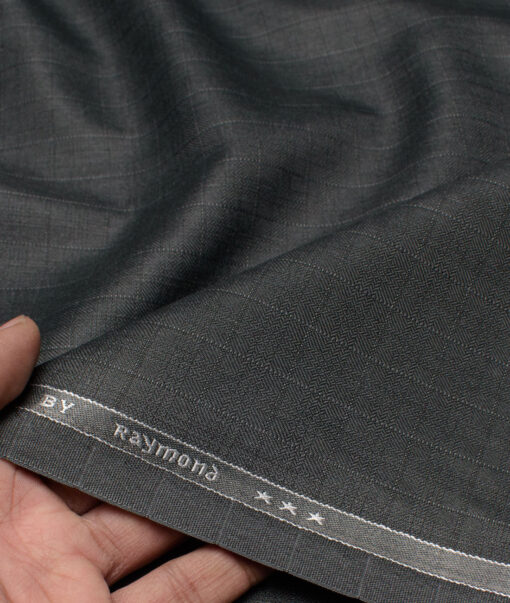 Raymond  Checks Poly Viscose Suiting Fabric (Dark Grey)