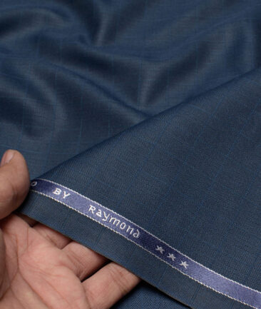 Raymond  Checks Poly Viscose Suiting Fabric (Dark Royal Blue)
