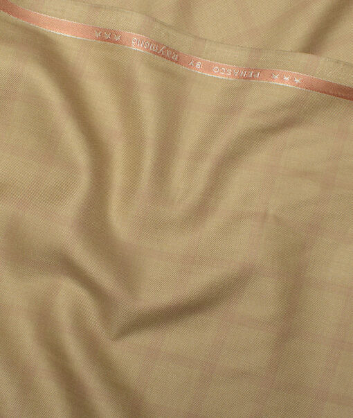 Raymond  Checks Poly Viscose Suiting Fabric (Khakhi)