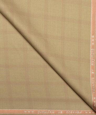 Raymond  Checks Poly Viscose Suiting Fabric (Khakhi)