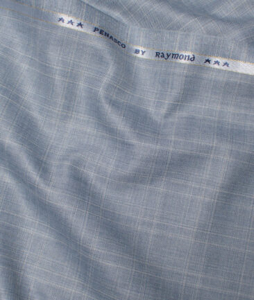 Raymond  Checks Poly Viscose Suiting Fabric (Casper Blue)