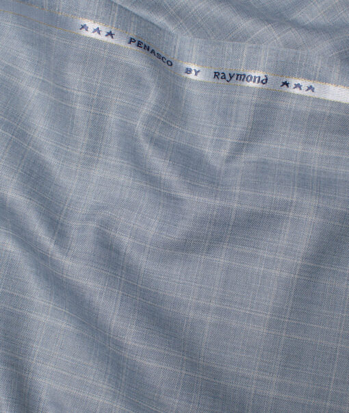 Raymond  Checks Poly Viscose Suiting Fabric (Casper Blue)