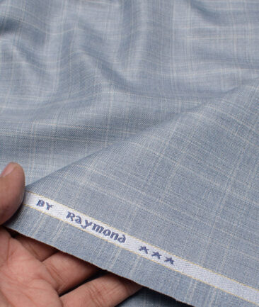 Raymond  Checks Poly Viscose Suiting Fabric (Casper Blue)