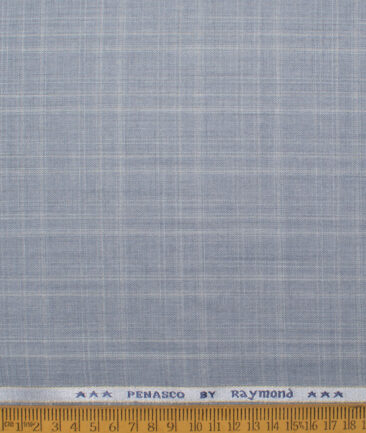 Raymond  Checks Poly Viscose Suiting Fabric (Casper Blue)