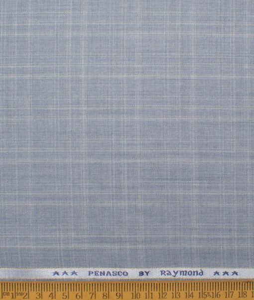 Raymond  Checks Poly Viscose Suiting Fabric (Casper Blue)