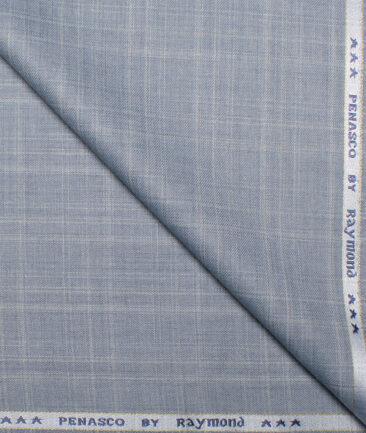 Raymond  Checks Poly Viscose Suiting Fabric (Casper Blue)