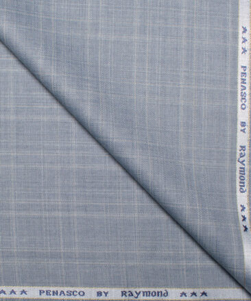 Raymond  Checks Poly Viscose Suiting Fabric (Casper Blue)